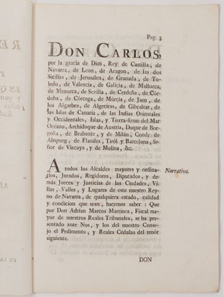 Real c&eacute;dula de S. M. y se&ntilde;ores del consejo, en que se manda observar y guardar el Tratado de Amistad, L&iacute;mites y Navegacion concluido, y ratificado entre su Real Persona, y los Estados Unidos de Am&eacute;rica