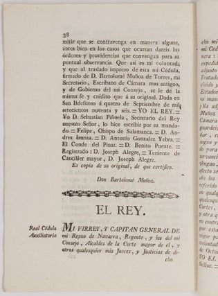 Real cédula de S. M. y señores del consejo, en que se manda observar y guardar el Tratado de Amistad, Límites y Navegacion concluido, y ratificado entre su Real Persona, y los Estados Unidos de América