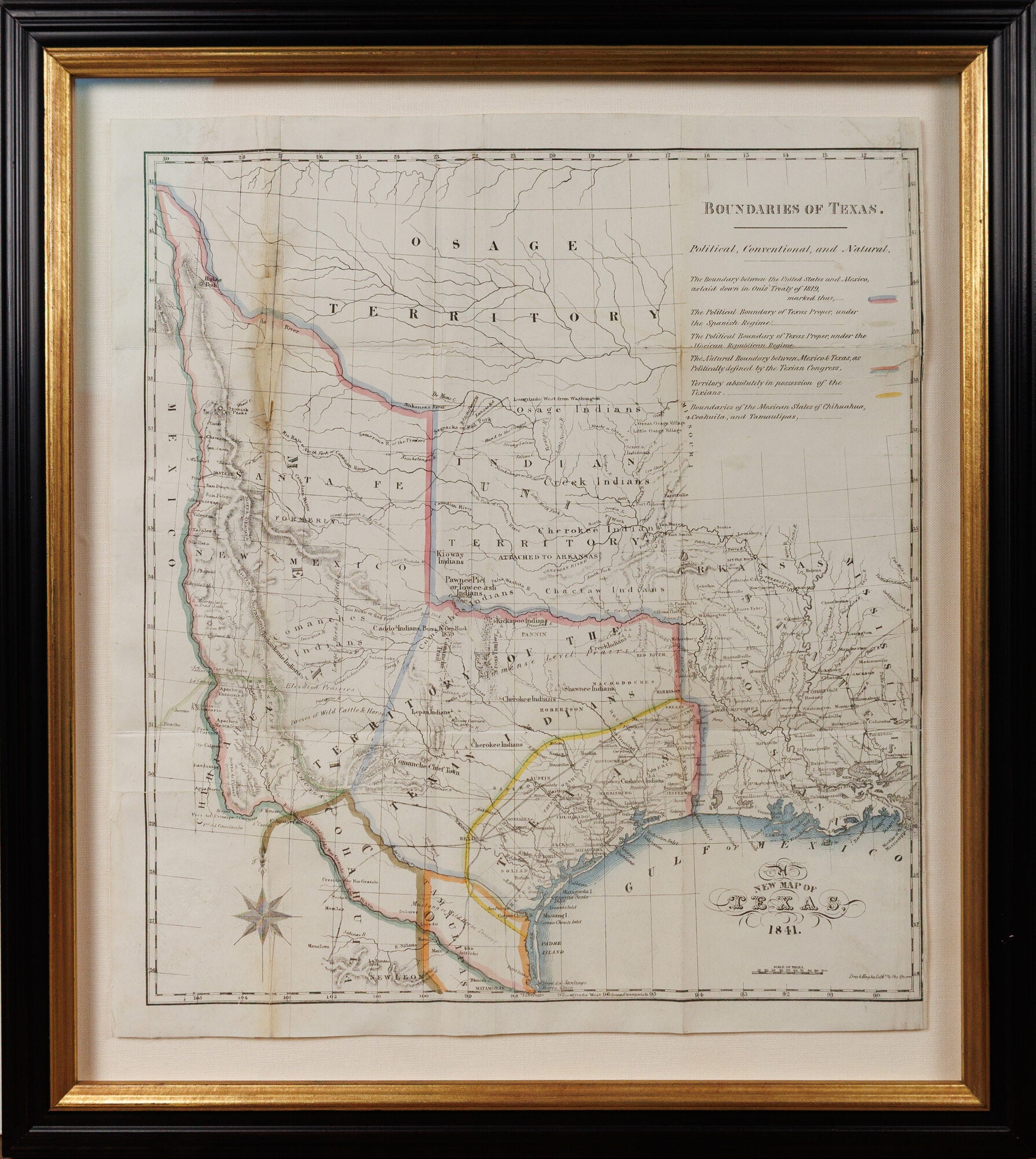 Maillard's map of the Republic of Texas showing it at its smallest extent