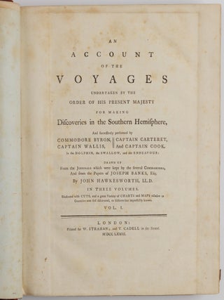 The three voyages of Captain Cook: FIRST: An account of the voyages&hellip; for making Discoveries in the Southern Hemisphere. . .; SECOND: A voyage towards the South Pole, and round the world&hellip;; THIRD: A voyage to the Pacific Ocean. . . for making Discoveries in the Northern Hemisphere