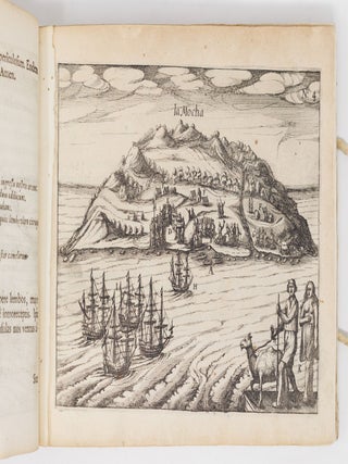 Speculum orientalis occidentalisque Indi&aelig; navigationum; Quarum una Georgij &agrave; Spilbergen classis cum potestate Pr&aelig;fecti, altera Iacobi le Maire auspicijs imperioque directa, Annis 1614, 15, 16, 17, 18. Exhibens Noui in mare Australe transitus, incognitarumque hactenus terrarum ac gentium inuention&ecirc;: pr&aelig;lia aliquot terra marique commissa, expugnationesq; vrbium: vna cum duabus nouis utriusque Indi&aelig; Historijs, Catalogo munitionum Hollandicarum, ducum & reliqui bellici apparatus, Fretisque quatuor: suis qu&aelig;que figuris ac imaginibus illustrata