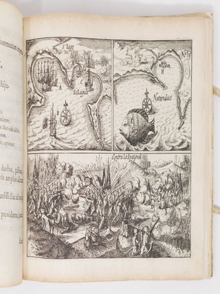Speculum orientalis occidentalisque Indi&aelig; navigationum; Quarum una Georgij &agrave; Spilbergen classis cum potestate Pr&aelig;fecti, altera Iacobi le Maire auspicijs imperioque directa, Annis 1614, 15, 16, 17, 18. Exhibens Noui in mare Australe transitus, incognitarumque hactenus terrarum ac gentium inuention&ecirc;: pr&aelig;lia aliquot terra marique commissa, expugnationesq; vrbium: vna cum duabus nouis utriusque Indi&aelig; Historijs, Catalogo munitionum Hollandicarum, ducum & reliqui bellici apparatus, Fretisque quatuor: suis qu&aelig;que figuris ac imaginibus illustrata