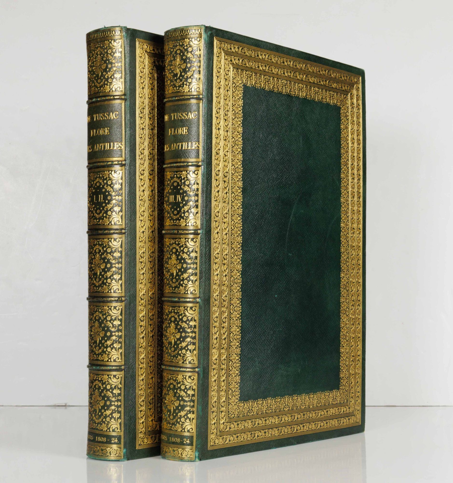 The green and gold bindings of Tussac's Flore des Antilles