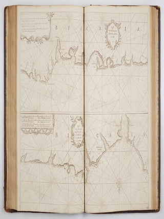 Le Grand & Nouveau miroir ou Flambeau, De la Mer contenant la description de toutes les Costes Marines Occidentalles & Septentrionalles, desmonstrant en plusieurs Cartes tres necessaire tous les ports, fleuves, bayes Rades, profondeurs & bancs chascun tres exactement couch&eacute; selon leur vraye hauteur pollaire, & pourveu des descouvrements des terres principales, & &aacute; quel cours & distance elles sont situ&eacute;es les unes des autres. Jamais Par cidevant si Clairement mis en lumiere & outre ce augment&eacute; & amand&eacute; pour le bien & utilit&eacute; de tous Mariniers & Navigateurs. . . Traduict de Flaman en Francois par Paul Yvounet. De Linprecion De Pierre goos. & Se vant Par Jaques Robin
