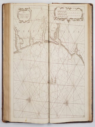 Le Grand & Nouveau miroir ou Flambeau, De la Mer contenant la description de toutes les Costes Marines Occidentalles & Septentrionalles, desmonstrant en plusieurs Cartes tres necessaire tous les ports, fleuves, bayes Rades, profondeurs & bancs chascun tres exactement couch&eacute; selon leur vraye hauteur pollaire, & pourveu des descouvrements des terres principales, & &aacute; quel cours & distance elles sont situ&eacute;es les unes des autres. Jamais Par cidevant si Clairement mis en lumiere & outre ce augment&eacute; & amand&eacute; pour le bien & utilit&eacute; de tous Mariniers & Navigateurs. . . Traduict de Flaman en Francois par Paul Yvounet. De Linprecion De Pierre goos. & Se vant Par Jaques Robin
