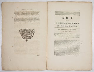 Art du paumier-raquetier, et de la paume