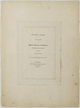 Item #JLR0792 Italian tales. Tales of Humour, Gallantry, and Romance, selected and translated...
