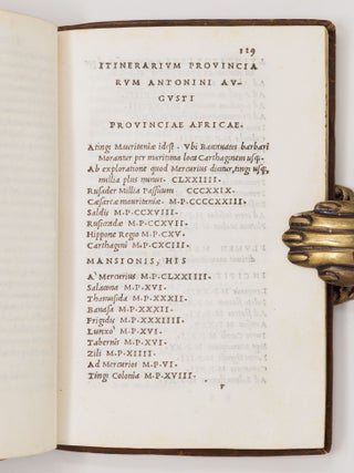 Pomponivs Mela. Ivlivs Solinvs. Itinerarivm Antonini Avg. Vibivs Seqvester. P. Victor de regionibus urbis Rom&aelig;. Dionysius Afer de Situ orbis Prisciano interprete