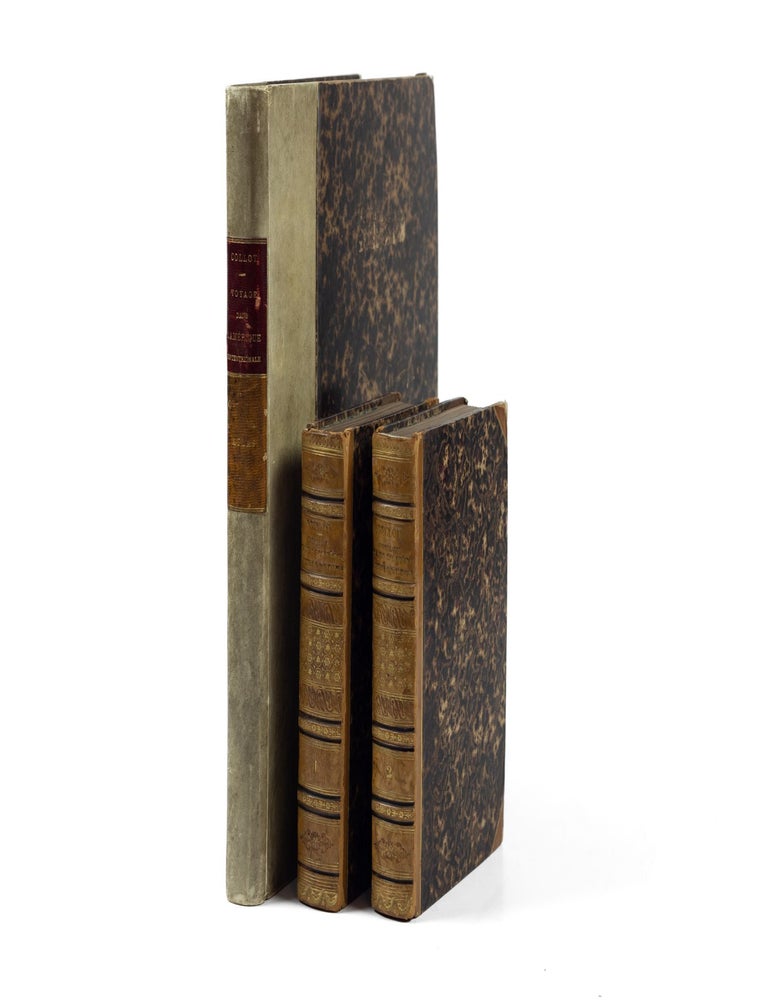 Item #JLR0807 Voyage dans l'Am&eacute;rique septentrionale, ou description des pays arros&eacute;s par le Mississipi, l'Ohio, le Missouri et autres rivi&egrave;res affluentes; observations exactes sure le cours et les sondes de ces rivi&egrave;res; sur les villes, villages, hameaux et fermes de cette partie du Nouveau-Monde; suivi de remarques philosophiques, politiques, militaires et commerciales; et d'un projet de lignes fronti&egrave;res et de limites g&eacute;n&eacute;rales. Avec un atlas de 36 cartes, plans, vues et figures. Par feu le G&eacute;n&eacute;ral Collot, Ex-Gouverneur de la Guadeloupe. Georges Henri Victor Collot, General.