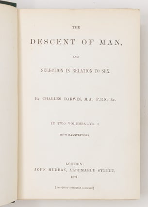 The descent of man, and selection in relation to sex