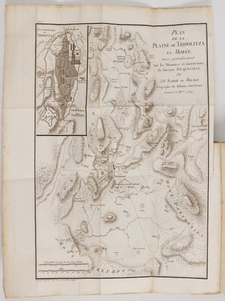 Voyage en Mor&eacute;e, a Constantinople, en Albanie, et dans plusieurs autres parties de l'Empire Othoman, pendant les ann&eacute;es 1798, 1799, 1800 et 1801. Comprenant la description de ces pays, leurs productions, les m&oelig;urs, les usages, les maladies et le commerce de leurs habitans; avec des rapprochemens entre l'&eacute;tat actuel de la Gr&egrave;ce, et ce qu'elle fut dans l'antiquit&eacute;. Par F. C. H. L. Pouqueville, docteur en m&eacute;decine, membre de la commission des science et des arts d'&Eacute;gypte, etc. Ouvrage enrichi d'un Pr&eacute;cis historique et g&eacute;ographique sur l'ancienne &Eacute;pire, et de Cartes dress&eacute;es par M. Barbi&eacute; du Bocage, G&eacute;ographe des Relations Ext&eacute;rieures, accompagn&eacute; de Pi&egrave;ces justificatives, et orn&eacute; de Figures et de Vue [sic] nouvelles. D&eacute;di&eacute; a S. M. l'Empereur