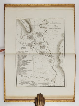 Voyage du jeune Anacharsis en Gr&egrave;ce, dans le milieu du quatri&egrave;me si&egrave;cle avant l'&egrave;re vulgaire. Tome premier [&ndash;second &ndash;troisi&egrave;me &ndash;quatri&egrave;me]. AND Recueil de cartes g&eacute;ographiques plans, vues et m&eacute;dailles de l'ancienne Gr&egrave;ce, relatifs au voyage du jeune Anacharis, pr&eacute;c&eacute;d&eacute; d'une analyse critique des cartes