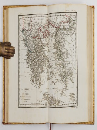 Voyage du jeune Anacharsis en Gr&egrave;ce, dans le milieu du quatri&egrave;me si&egrave;cle avant l'&egrave;re vulgaire. Tome premier [&ndash;second &ndash;troisi&egrave;me &ndash;quatri&egrave;me]. AND Recueil de cartes g&eacute;ographiques plans, vues et m&eacute;dailles de l'ancienne Gr&egrave;ce, relatifs au voyage du jeune Anacharis, pr&eacute;c&eacute;d&eacute; d'une analyse critique des cartes