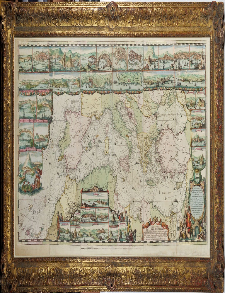 Carte Nouvelle de la Mer Mediteranee o&ugrave; sont Exactement Remarqu&eacute;s tous les Ports, Goldes,...