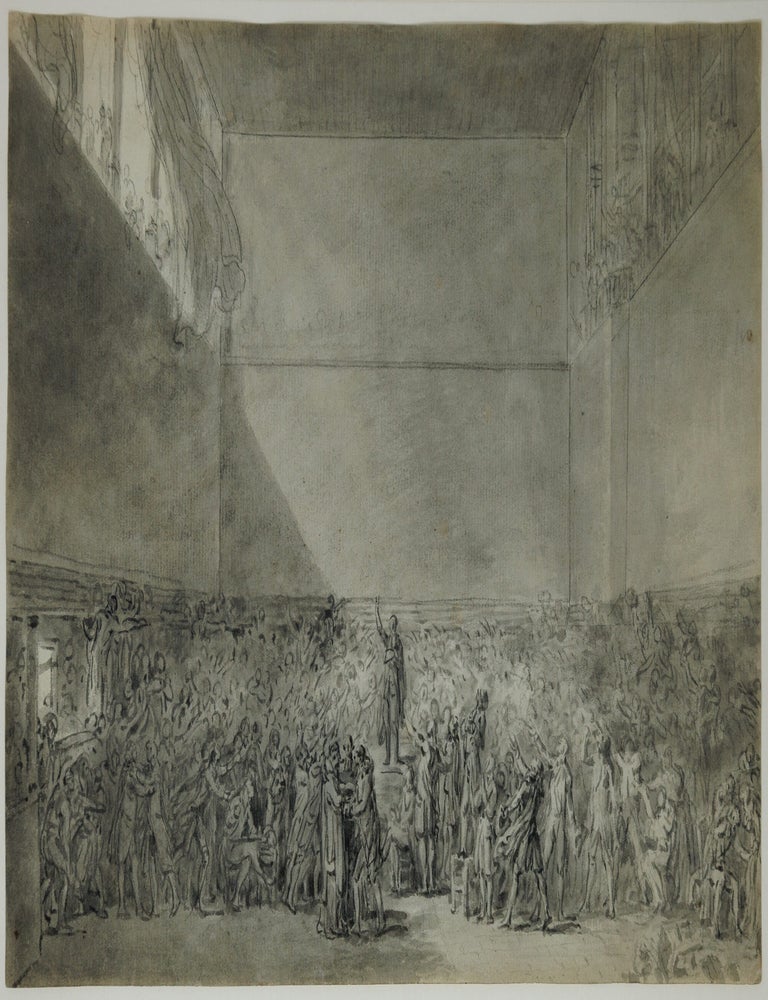 Three studies of the Tennis Court Oath (Serment du jeu de paume) on two sheets