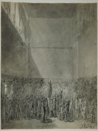 Item #JLR0878 Three studies of the Tennis Court Oath (Serment du jeu de paume) on two sheets....