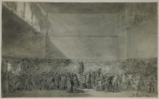 Item #JLR0878 Three studies of the Tennis Court Oath (Serment du jeu de paume) on two sheets....