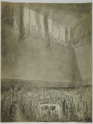 Three studies of the Tennis Court Oath (Serment du jeu de paume) on two sheets