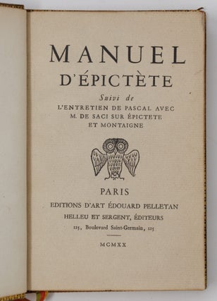 Manuel d'Épictète Suivi de l'Entretien de Pascal avec M. de Saci sur Épictete et Montaigne