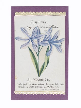 Item #SJF0029 A group of 66 hand-colored lithographs of saints with floral appliqués. Botanical...